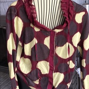 Cardigan ruffle neck